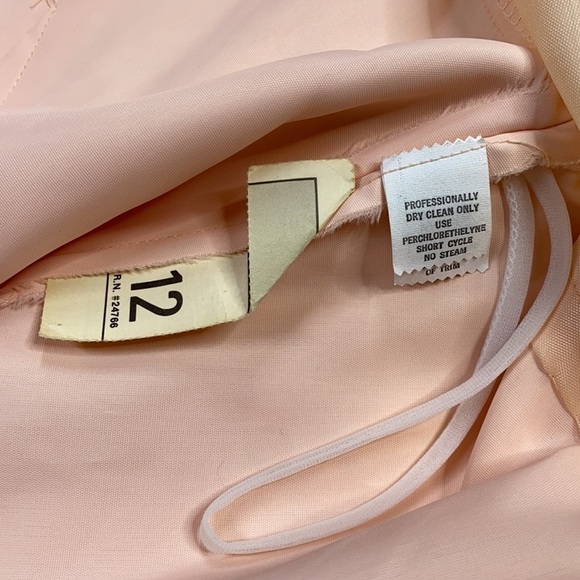 Vintage Alfred Angelo 60's Pink White Lace Long Sleeve High Neck Pioneer Dress - Picture 9 of 16